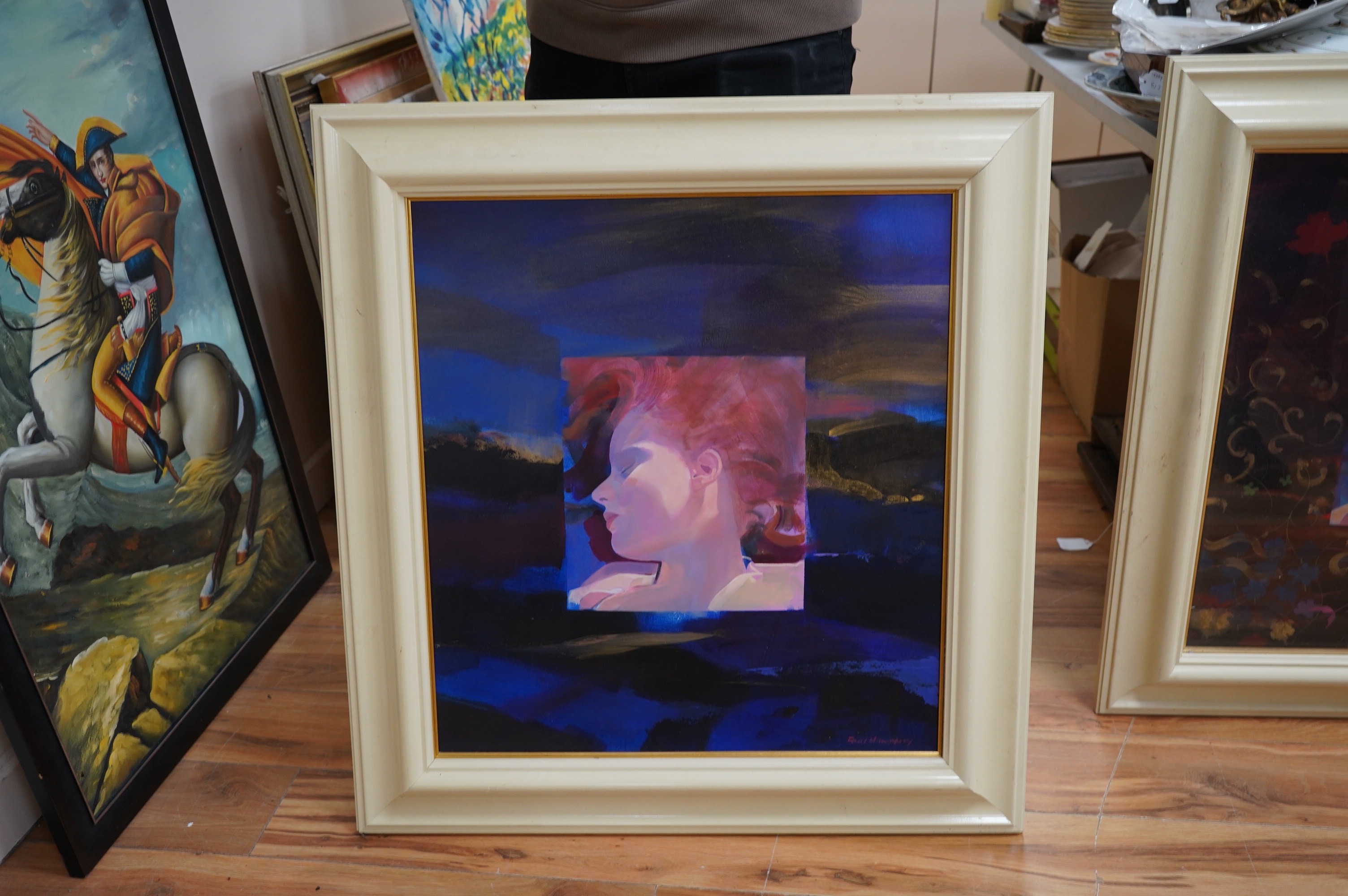Paul Humphrey, Contemporary oil on board, Abstract composition, Study of a woman, signed, 64 x 58cm. Condition - good